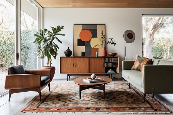 mid century modern living room