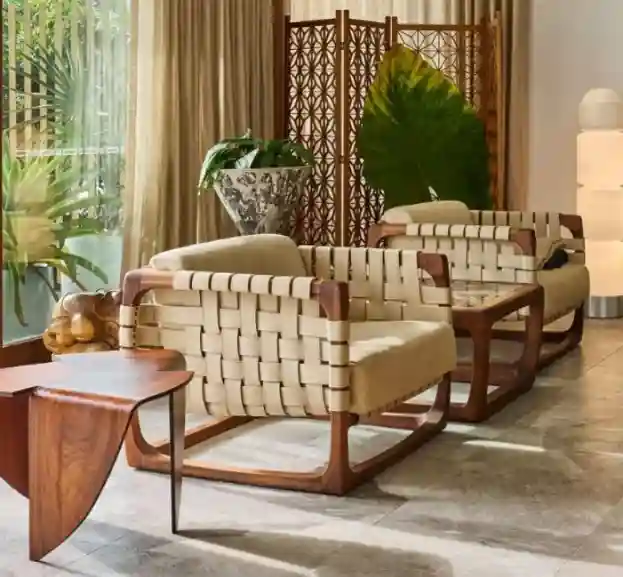 Jamie Durie’s Northern Beaches Home: A Showcase of Biophilic Architecture , spacious living space, with large windows and natural light, unique furniture