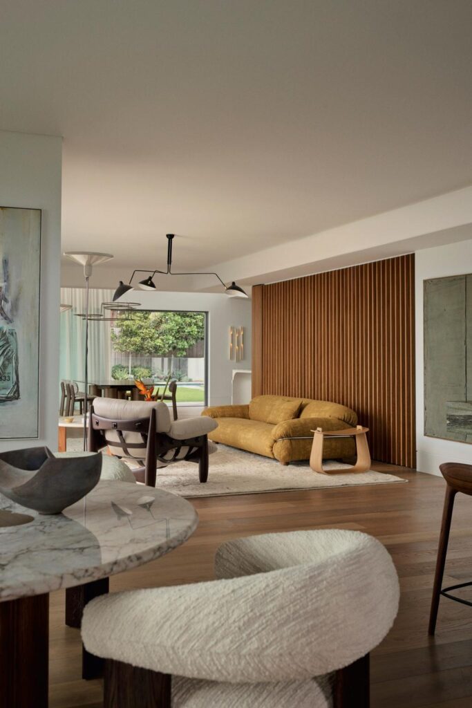 Coastal Home Decor Ideas Inspired by a Cliffside Sydney Residence, living room with inspiring handmade furniture